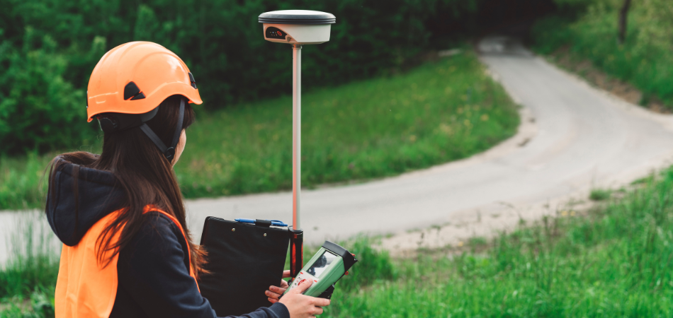A woman surveying a land